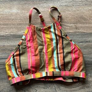 Prana Multicolor Striped Swim Top — Pink, Orange, Teal, Olive